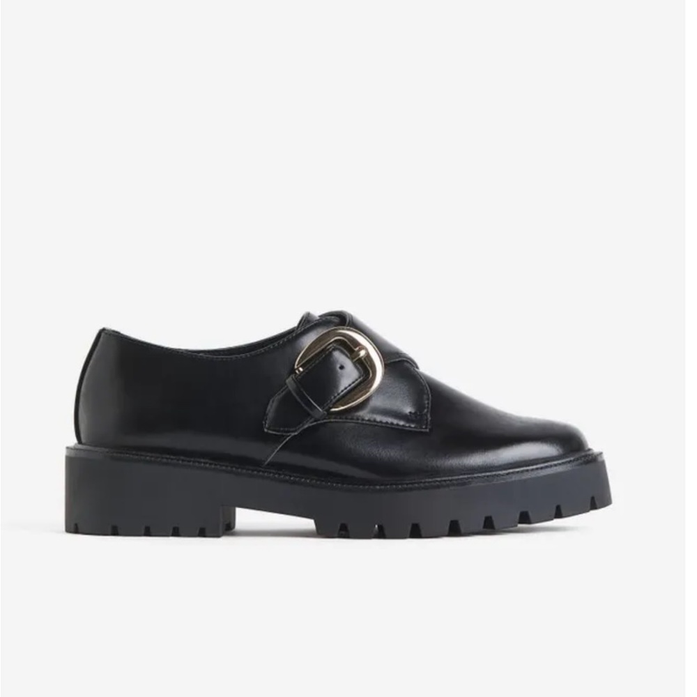 Black Chunky Monkstrap Shoes